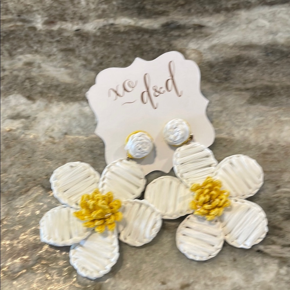 White and Yellow Floral Earrings